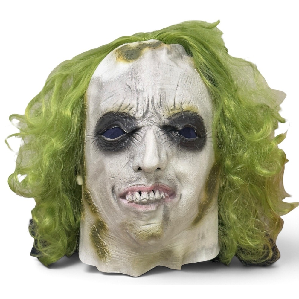 Beetlejuice Mask Adult Costume Green Hair Halloween
